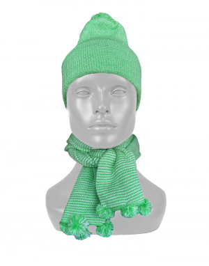 Acrylic Kids Designer cap with muffler set green